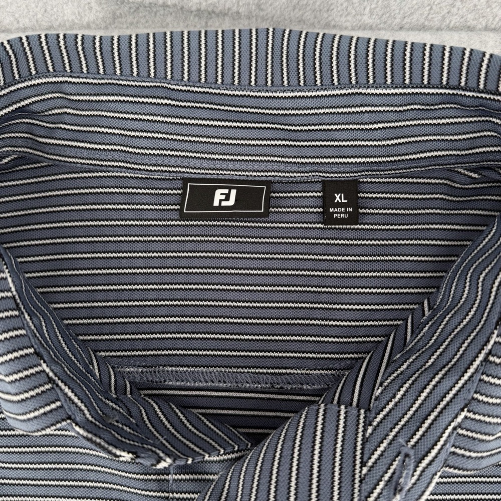 FJ Foot Joy Mens XL Golf Polo Shirt Performance Black/Grey Stripe S/S Logo - Picture 2 of 10